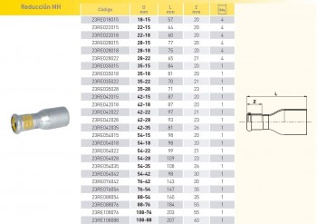 REDUCCIÓN M-H 18-15 ACCESORIO GAS PRENSAR INOXIDABLE 316 INOXPRES