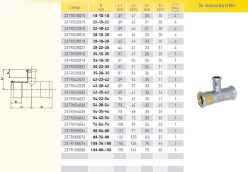 TE REDUCIDA H-H-H ACCESORIO GAS PRENSAR INOXIDABLE 316 INOXPRES