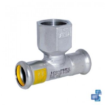 TE HEMBRA ROSCADA ACCESORIO GAS PRENSAR INOXIDABLE 316 INOXPRES