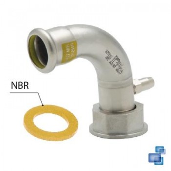 RACOR 90º 2P PRECINTABLE CON PURGADOR ACCESORIO GAS PRENSAR INOXIDABLE 316 INOXPRES