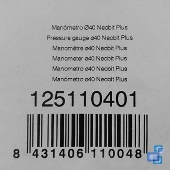 MANÓMETRO DIÁMETRO 40 NEOBIT PLUS BAXI