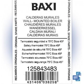 TERMOSTATO SEGURIDAD A 75 ºC BIOS 45F BAXI