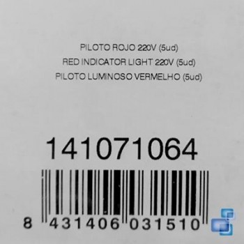PILOTO LUMINOSO ROJO 220V CALD.GO-50 GT/GTI/GAVINA/LAIA GT BAXI