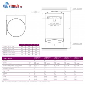 TERMO ELÉCTRICO MODECO RESISTENCIA CERÁMICA 100 LITROS TESY
