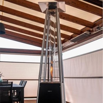ESTUFA TERRAZA FLAMME PIRAMIDE CON RUEDAS