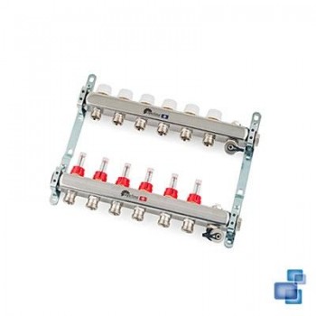 COLECTOR PREMONTADO ACERO INOXIDABLE 1" CON CAUDALIMETRO ICL 6 SALIDAS SYSCLIMA