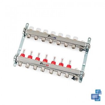 COLECTOR PREMONTADO ACERO INOXIDABLE 1" CON CAUDALIMETRO ICL7 SALIDAS SYSCLIMA