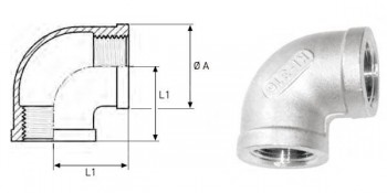 CODO ROSCADO 90 HEMBRA INOXIDABLE AISI 316 FIG 90