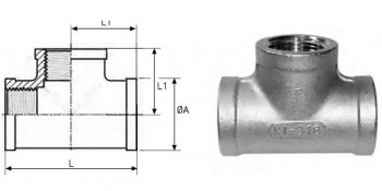 TE ROSCADA IGUAL HEMBRA ACERO INOXIDABLE AISI 316.FIG.130