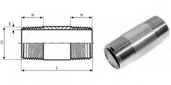 ENTRONQUE ROSCADO DOBLE ACERO INOXIDABLE AISI 316