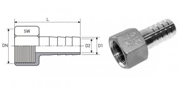 UNIÓN MANGUERA ACERO INOXIDABLE AISI 316