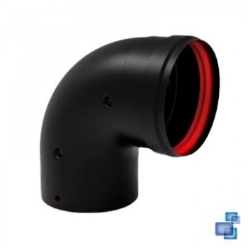 CODO 90º MH 80 ACERO VITRIFICADO NEGRO  PELLET/BIOMASA FIG