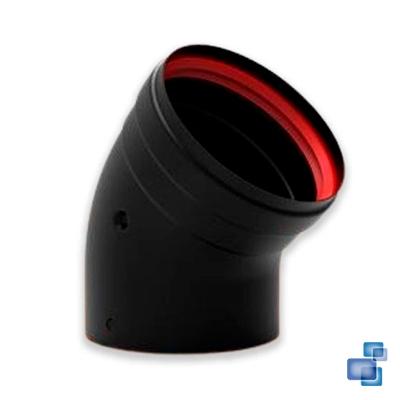 CODO 45º M-H 100 mm ACERO SIMPLE VITRIFICADO NEGRO  PELLET/BIOMASA FIG