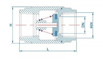 VÁLVULA RETENCIÓN DOS PIEZAS INOXIDABLE 316