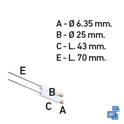ELECTRODO DOBLE 25X43 / 2X70 / 6.35X11 mm