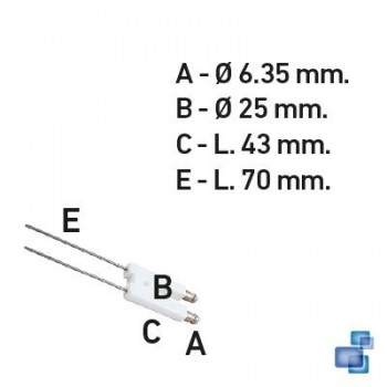 ELECTRODO DOBLE 25X43 / 2X70 / 6.35X11 mm